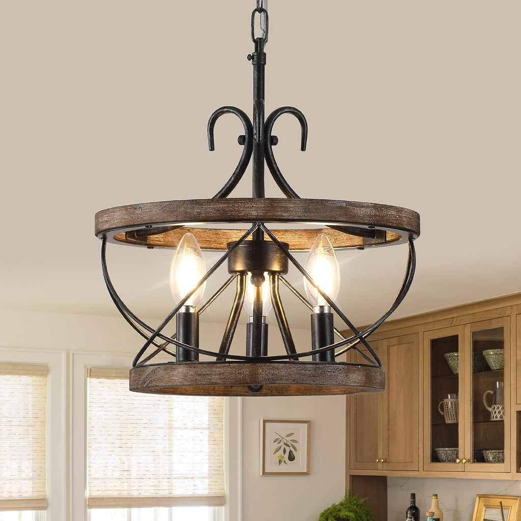 3-Light Drum Farmhouse Chandelier