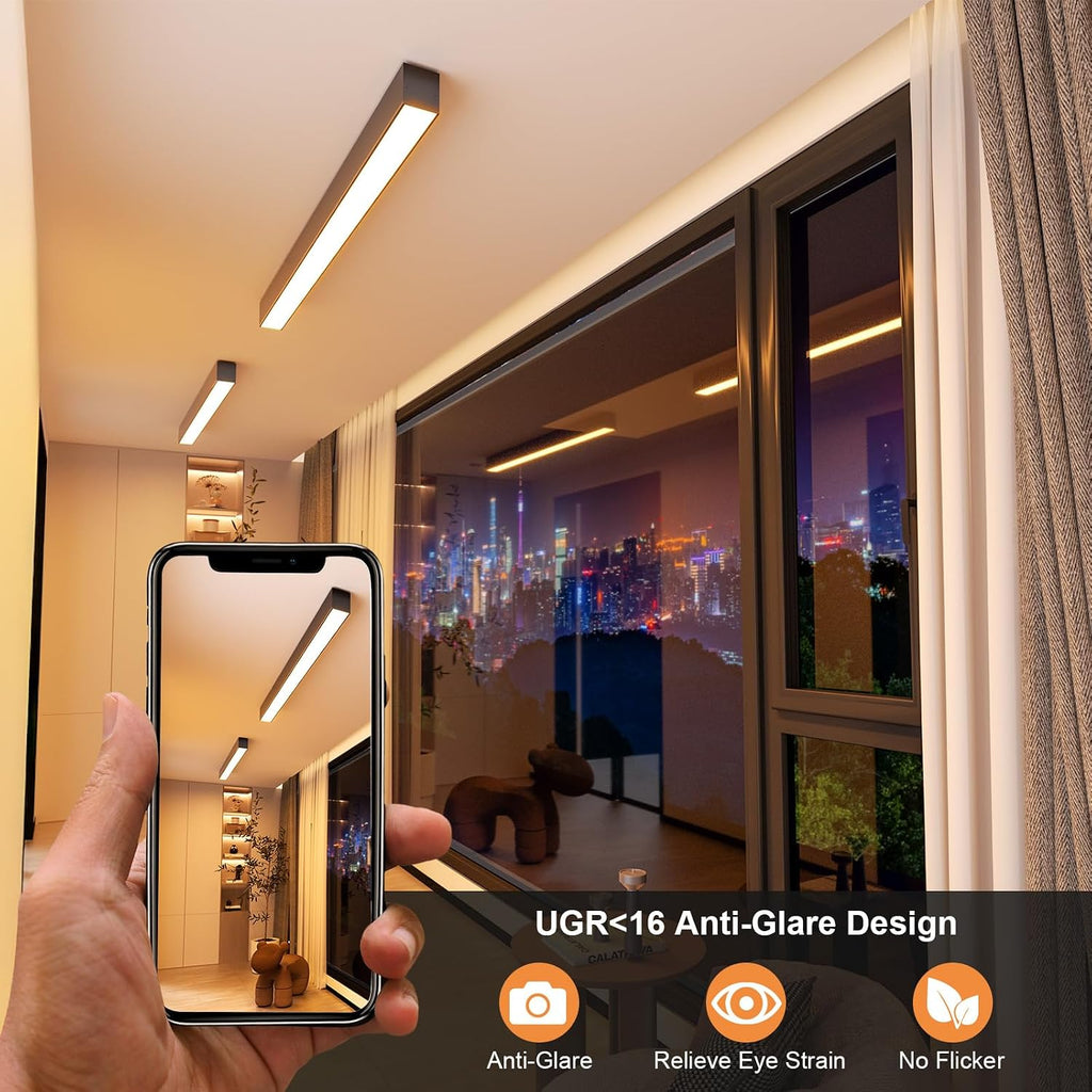 39.1in Black Smart Linear LED Ceiling Light