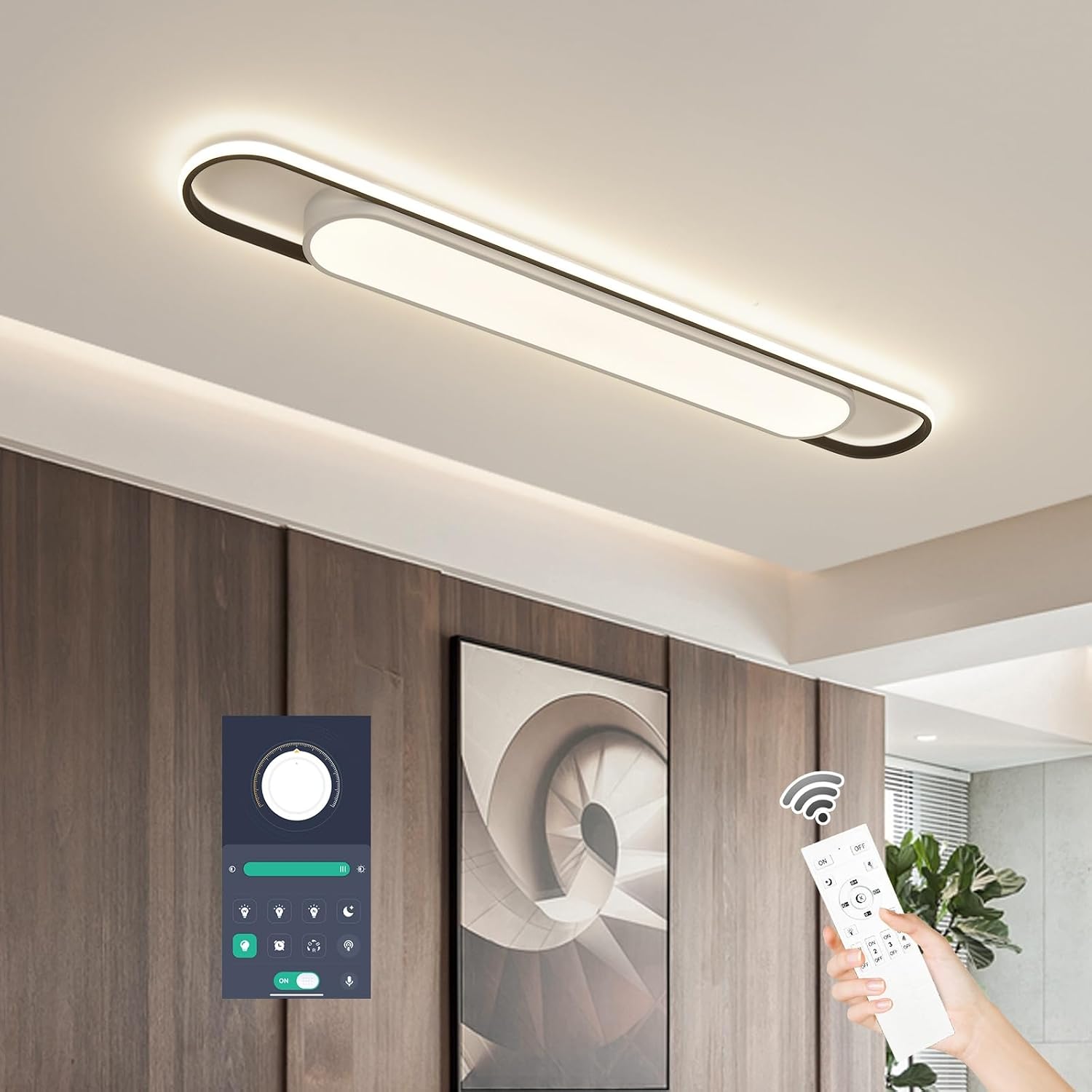 48in Smart Dimmable Linear LED Ceiling Light