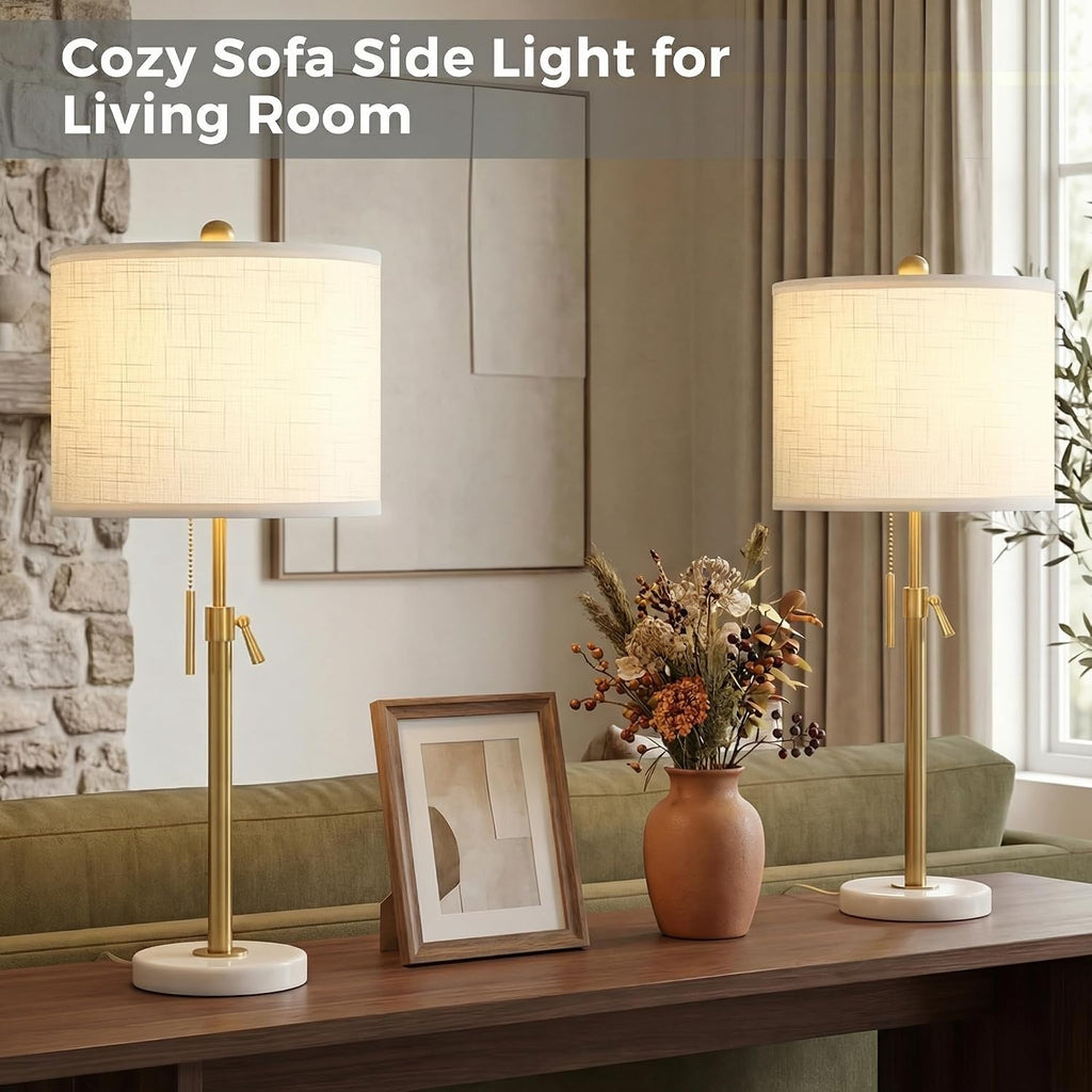Set of 2 Adjustable Gold Dimmable Table Lamps