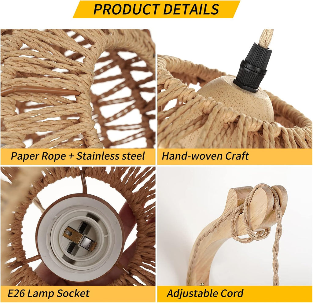 Plug-in Rattan Boho Wall Sconce