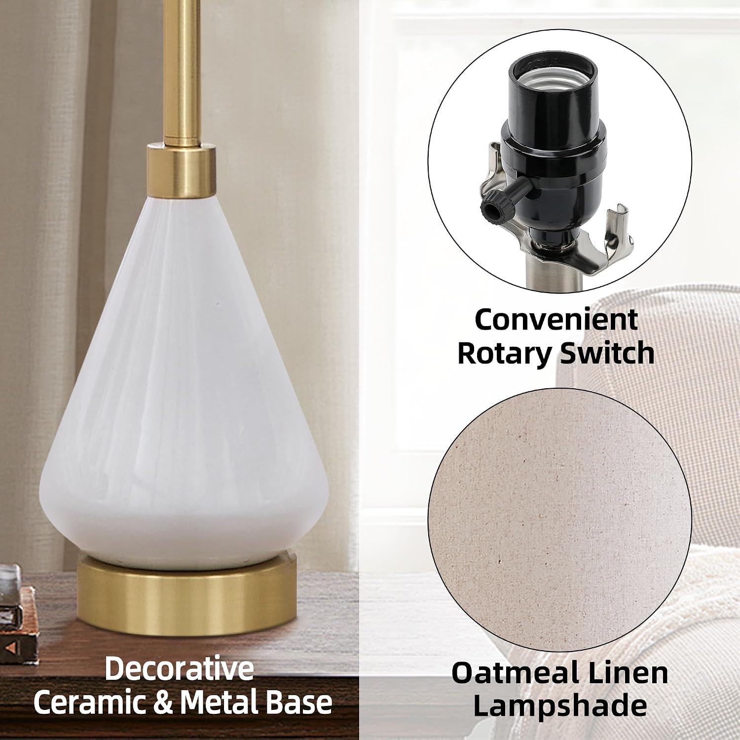 Set of 2 32in Gold Ceramic Tall Skinny Table Lamps