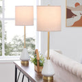 Set of 2 32in Gold Ceramic Tall Skinny Table Lamps