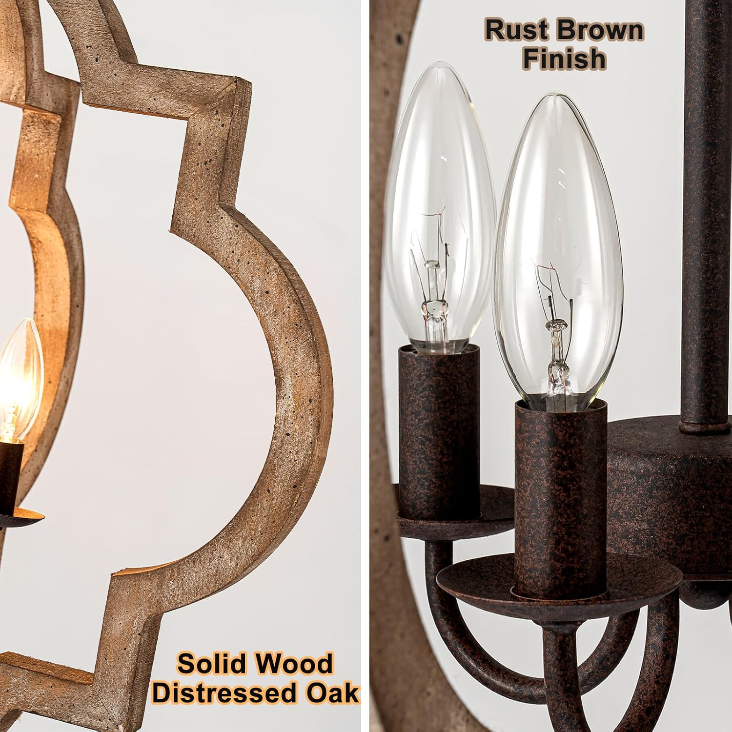 4-Light Oak Orb Farmhouse Chandelier