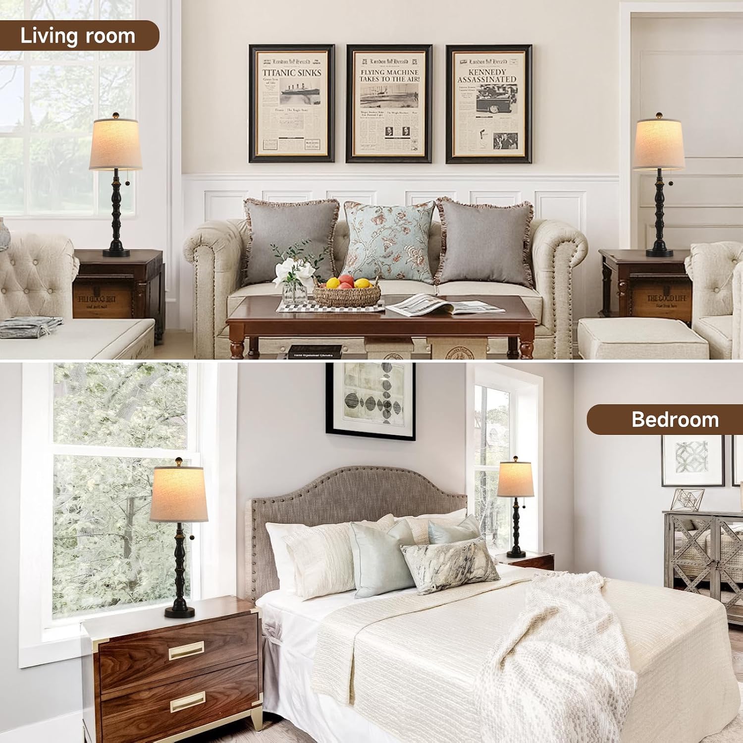 Set of 2 26.25in Black Farmhouse Table Lamps