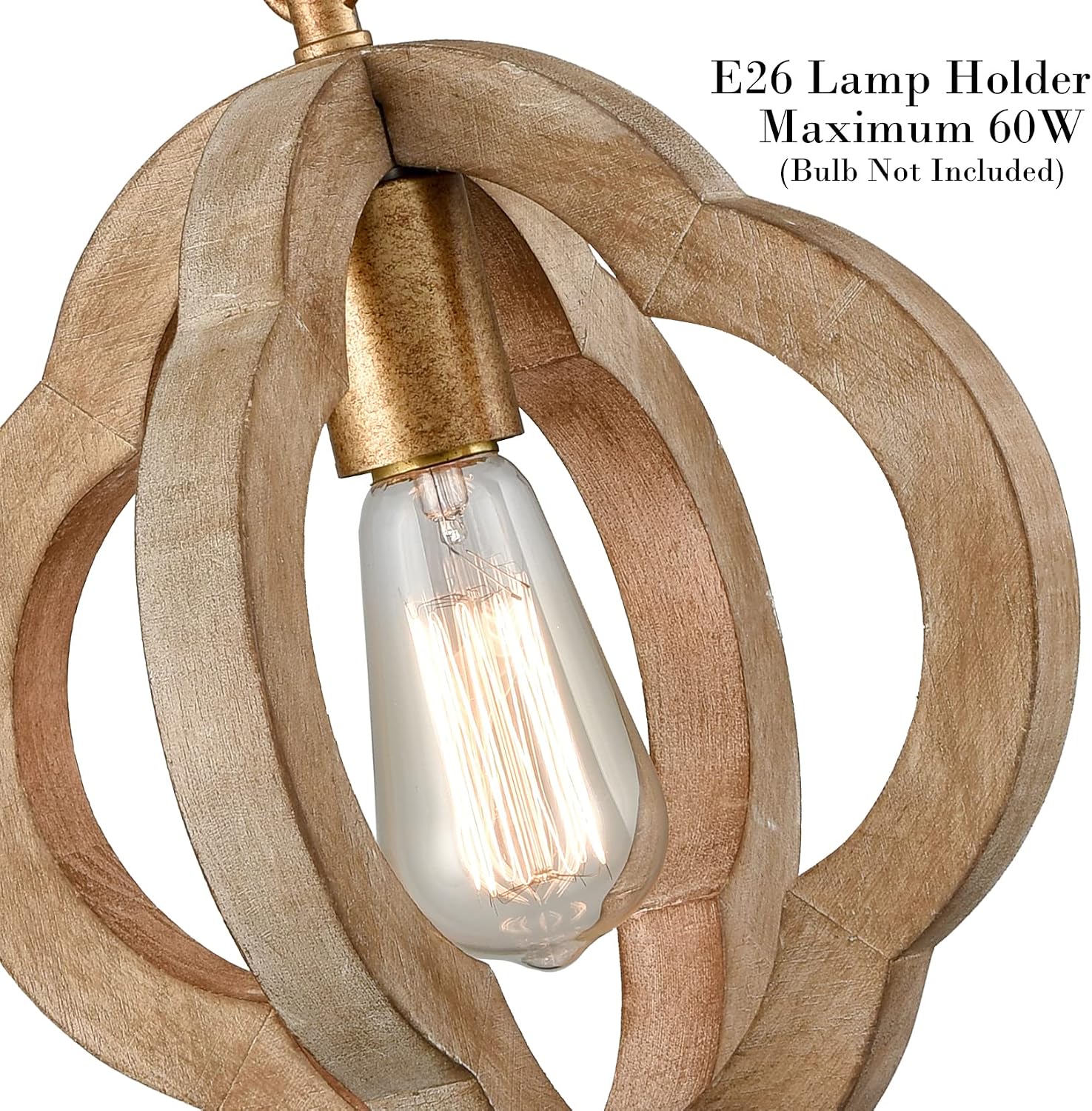 Vintage Wood Farmhouse Pendant Light