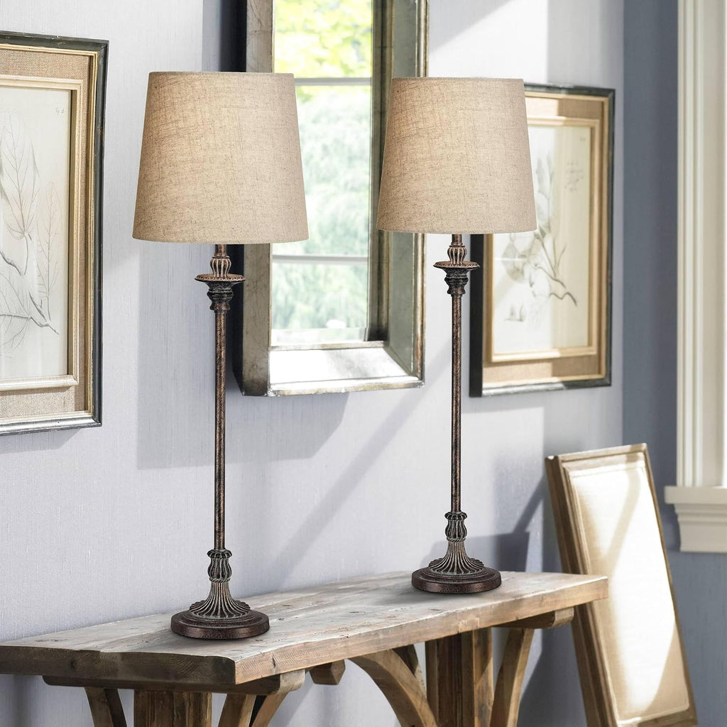 Set of 2 31.5in Weathered Brown French Country Table Lamps