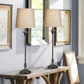 Set of 2 31.5in Weathered Brown French Country Table Lamps